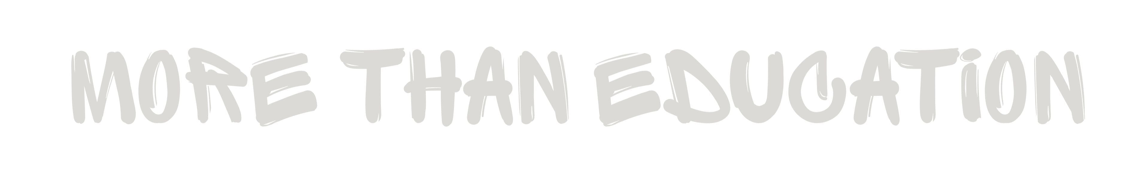 Text 'MORE THAN EDUCATION' in a stylized font on a white background